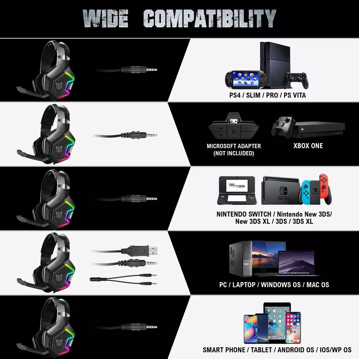 K-10 Pro High End Gaming Headset RGB Zwart - Afbeelding 4